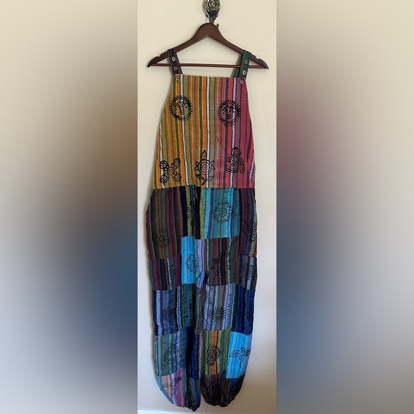 NWT Ashely Taylor Patchwork Overalls One Size - Picture 1 of 6